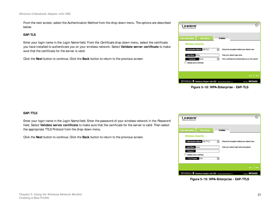 Linksys WPC54GX manual Eap-Tls 