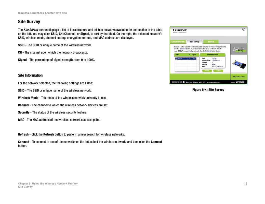 Linksys WPC54GX manual Site Survey, Site Information 