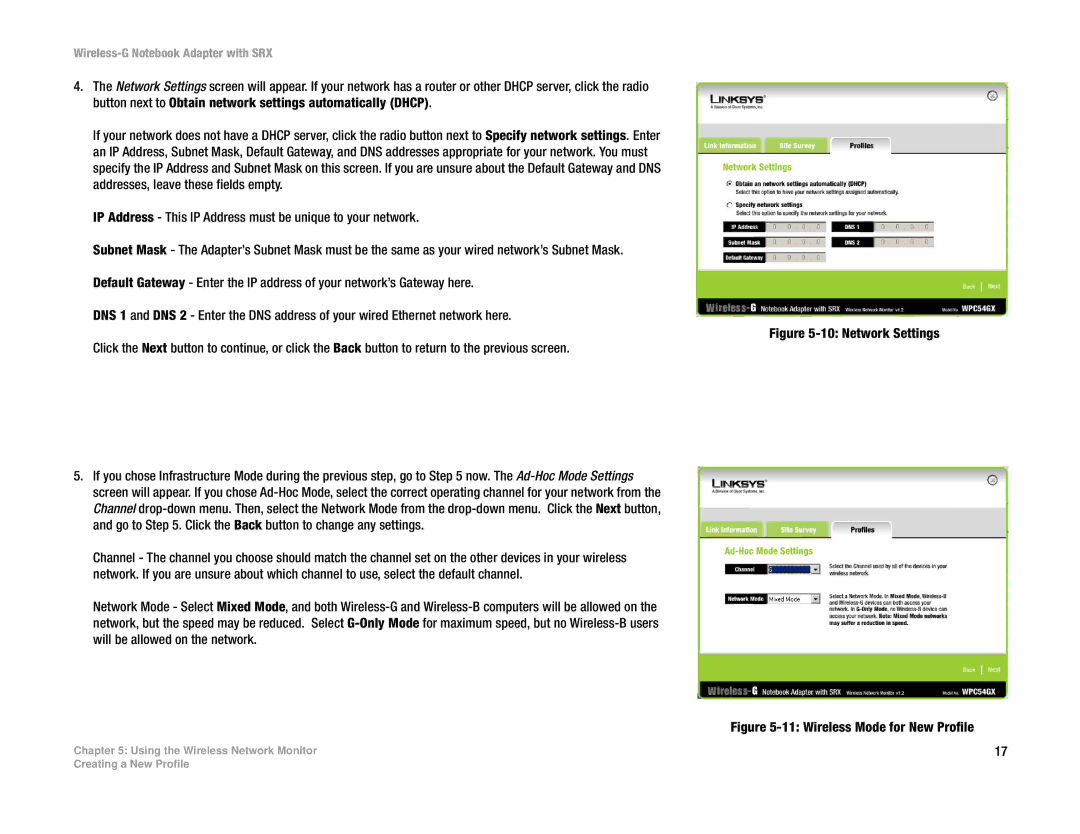 Linksys WPC54GX manual Wireless Mode for New Profile 