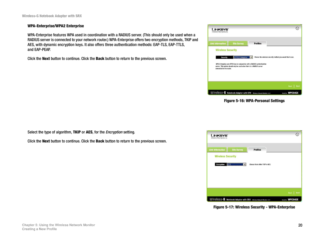 Linksys WPC54GX manual WPA-Personal Settings 