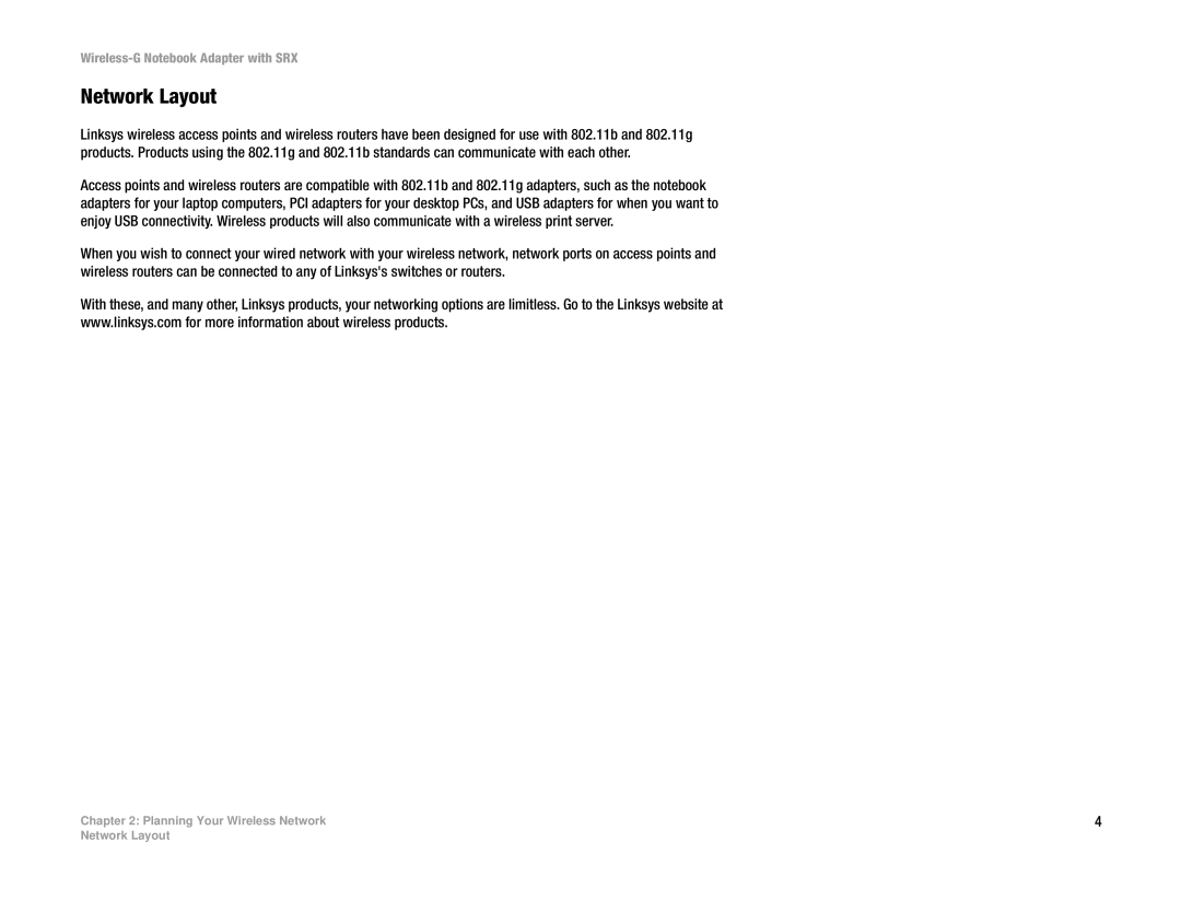 Linksys WPC54GX manual Network Layout 