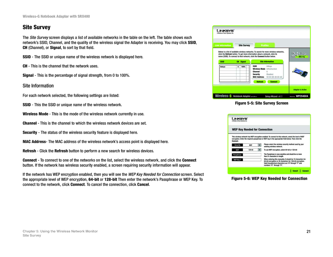 Linksys WPC54GX4 manual Site Survey, Site Information 