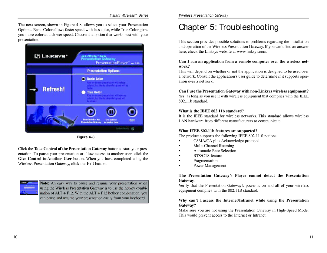 Linksys WPG11 manual Troubleshooting, What is the Ieee 802.11b standard?, What Ieee 802.11b features are supported? 