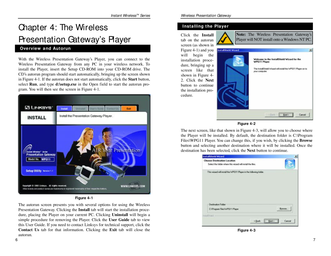 Linksys WPG11 manual The Wireless, Presentation Gateway’s Player, Instant WirelessTM Series, Wireless Presentation Gateway 