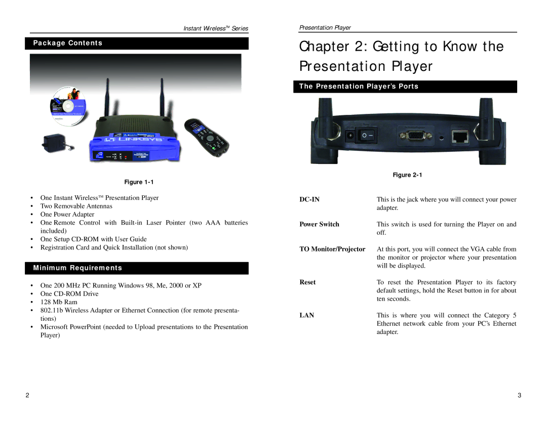 Linksys WPG12 manual Getting to Know the Presentation Player, Package Contents 