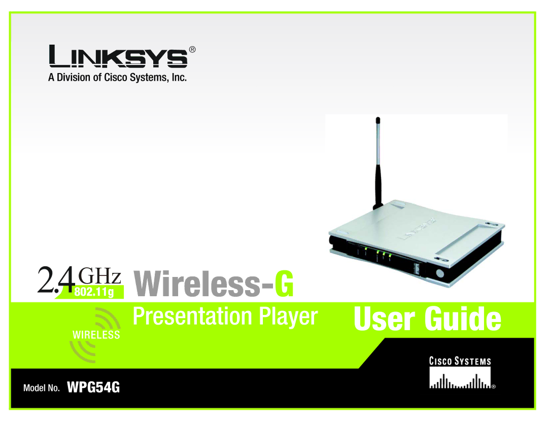 Linksys WPG54G manual GHz .11g Wireless- G 