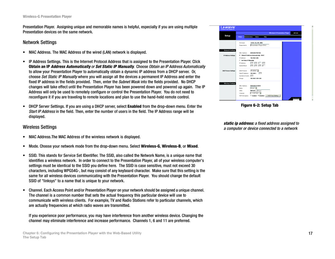 Linksys WPG54G manual Network Settings 