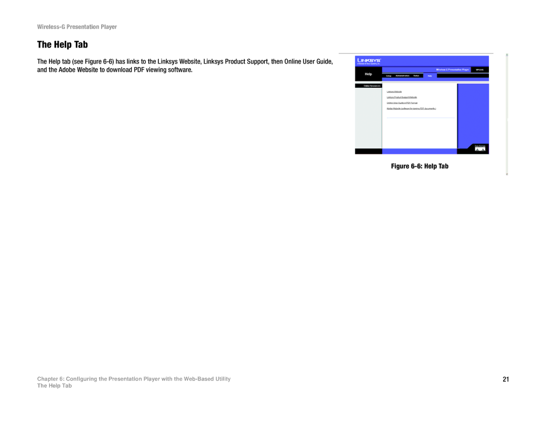 Linksys WPG54G manual Help Tab 