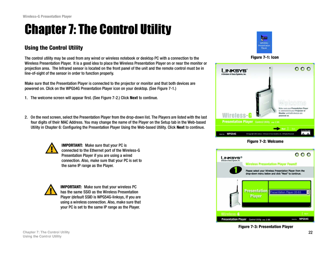 Linksys WPG54G manual Using the Control Utility 