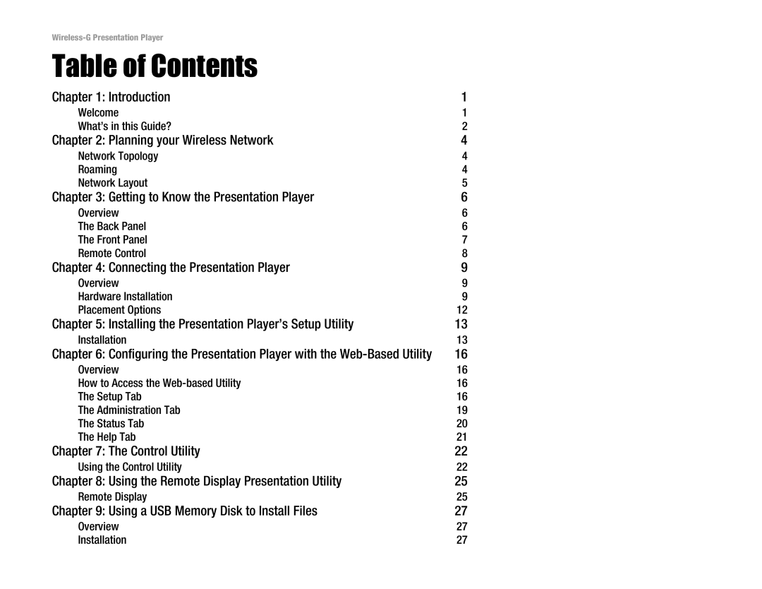 Linksys WPG54G manual Table of Contents 