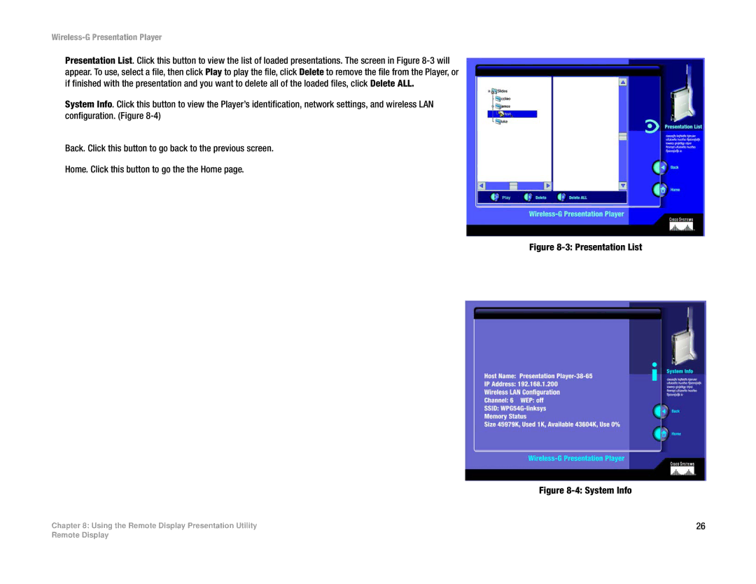 Linksys WPG54G manual Presentation List 