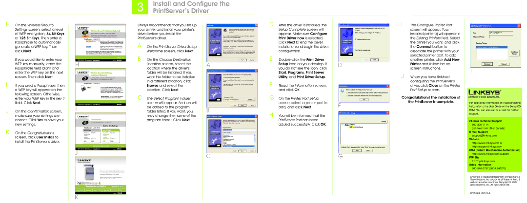 Linksys WPS54G Install and Configure, PrintServer’s Driver, On the Print Server Driver Setup, On the Choose Destination 