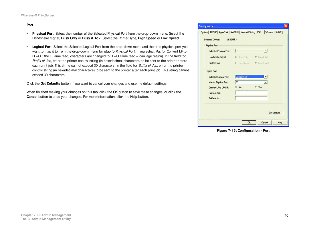 Linksys WPS54G manual Configuration Port 