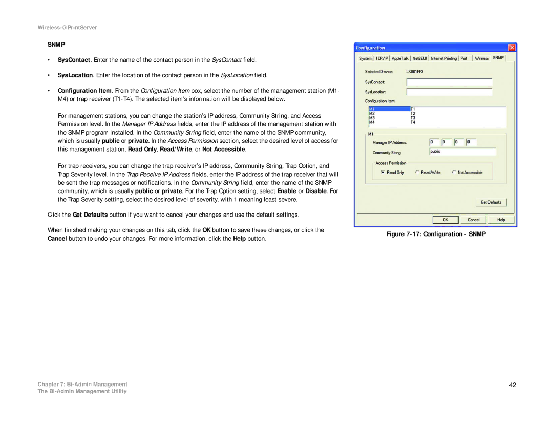 Linksys WPS54G manual Snmp 