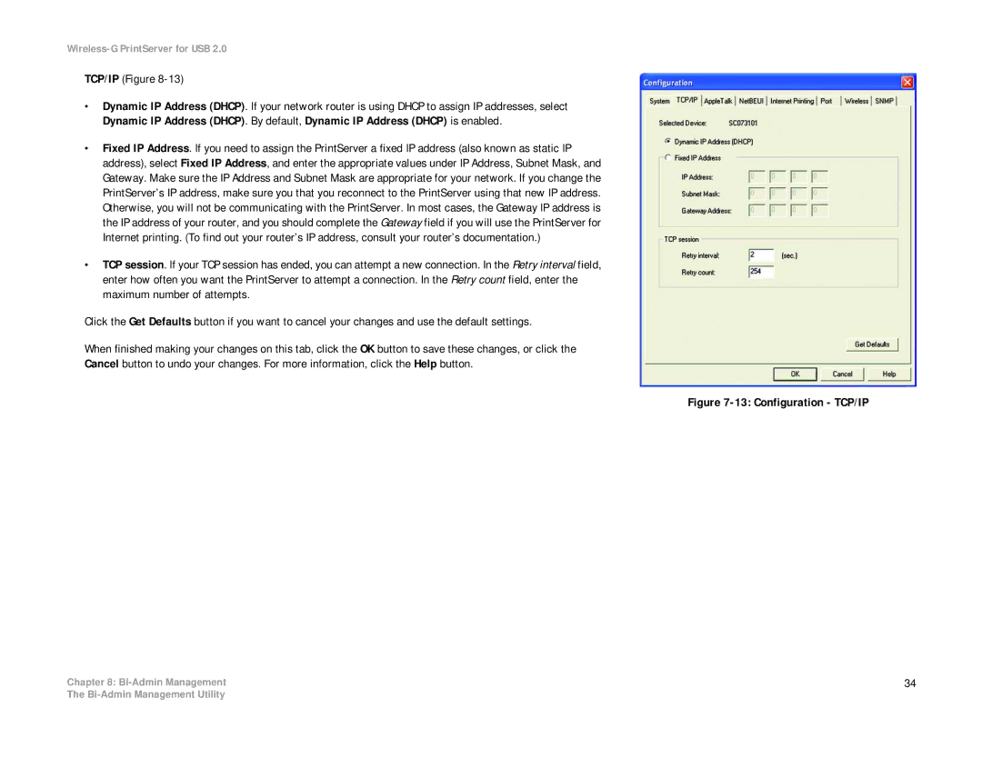 Linksys WPS54GU2 manual TCP/IP Figure, Configuration TCP/IP 