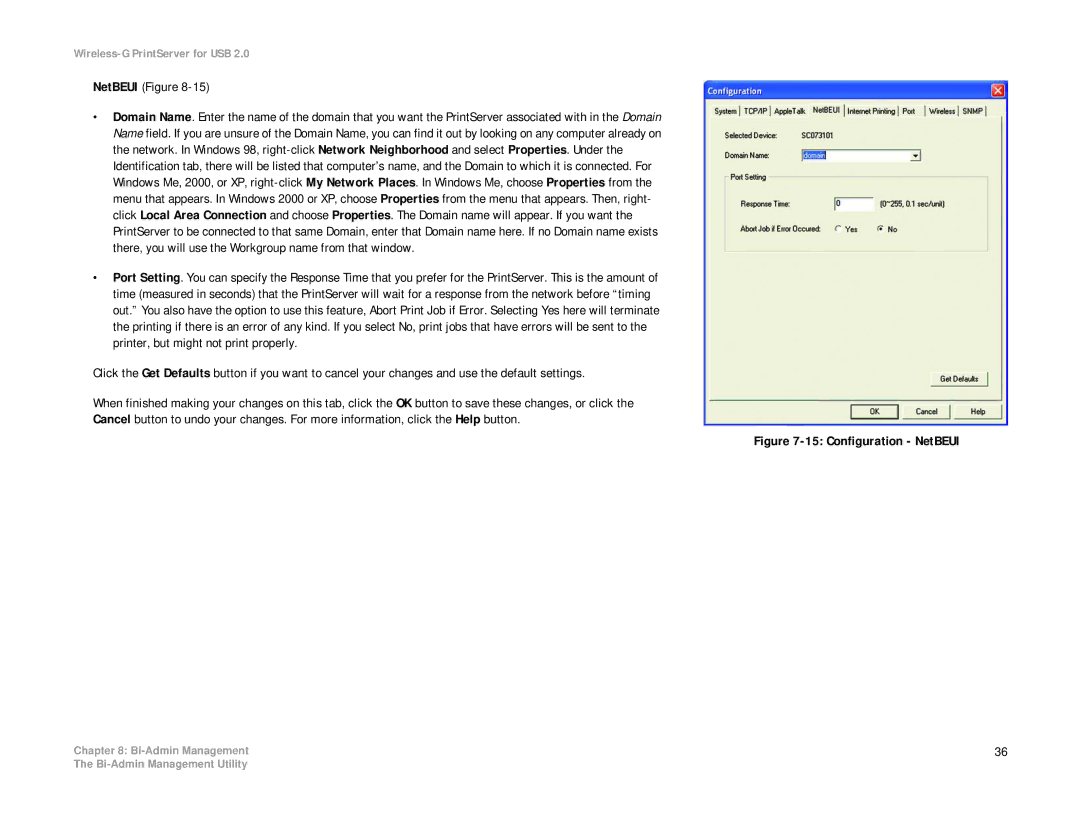 Linksys WPS54GU2 manual NetBEUI Figure, Configuration NetBEUI 