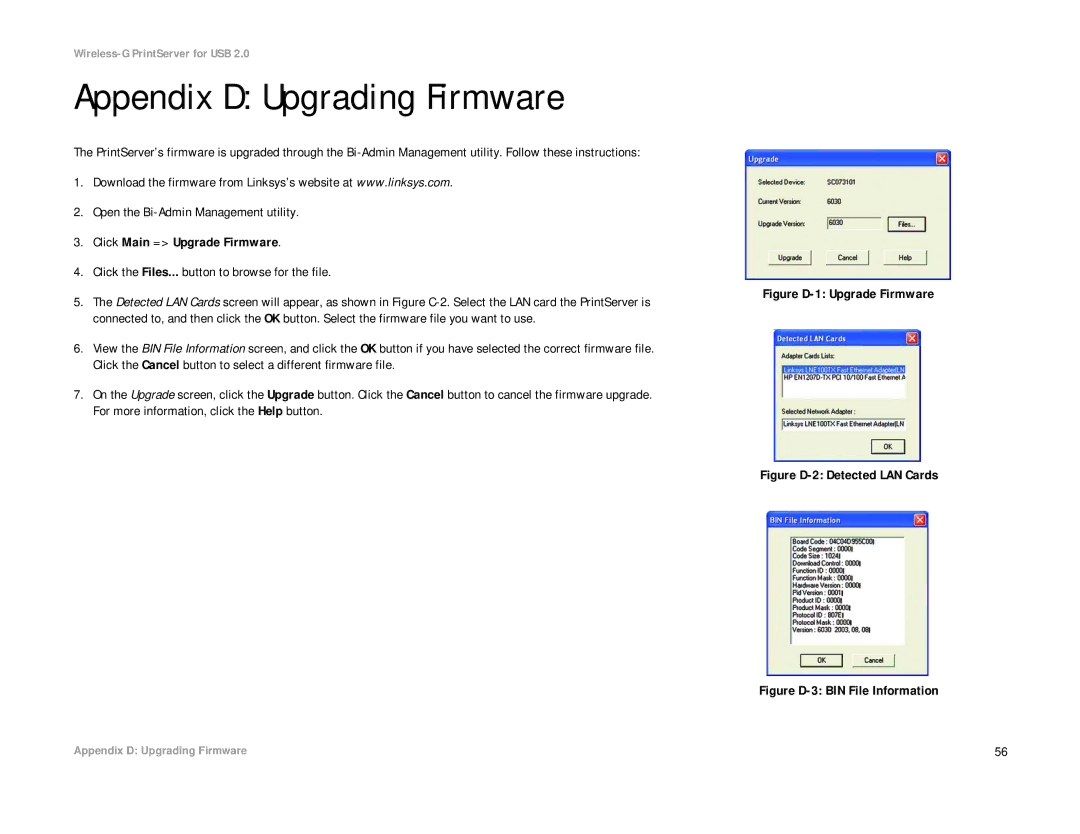 Linksys WPS54GU2 manual Appendix D Upgrading Firmware, Figure D-1 Upgrade Firmware 