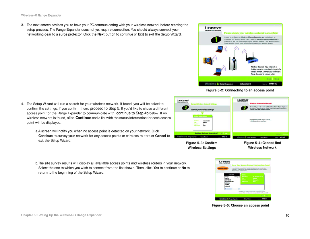 Linksys WRE54G manual Choose an access point 