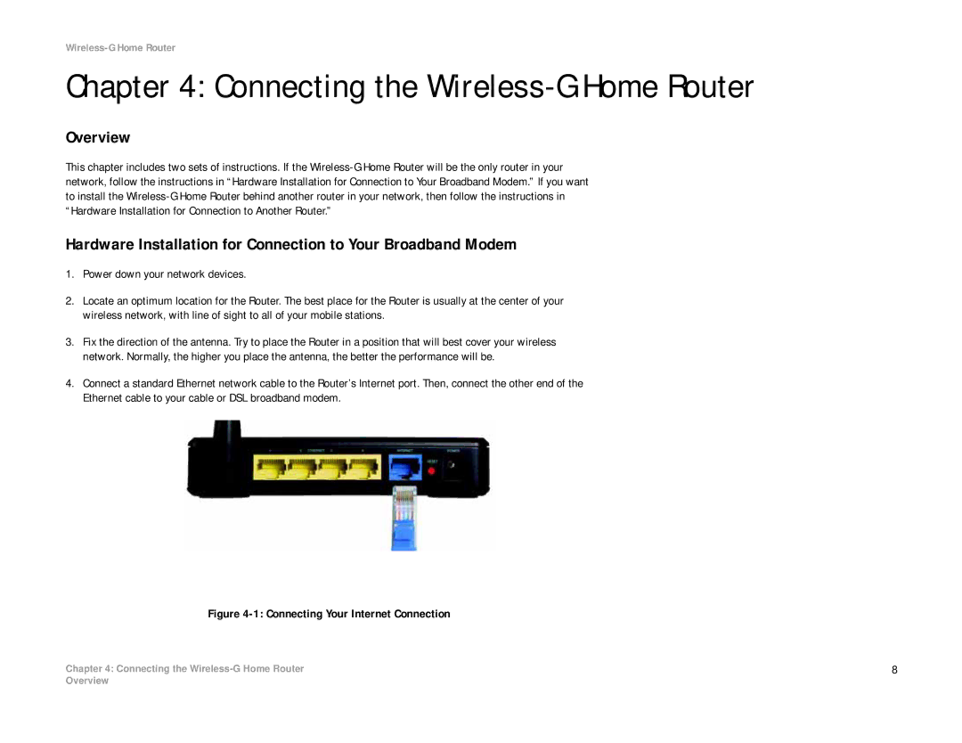 Linksys WRH54G manual Connecting the Wireless-G Home Router, Overview 