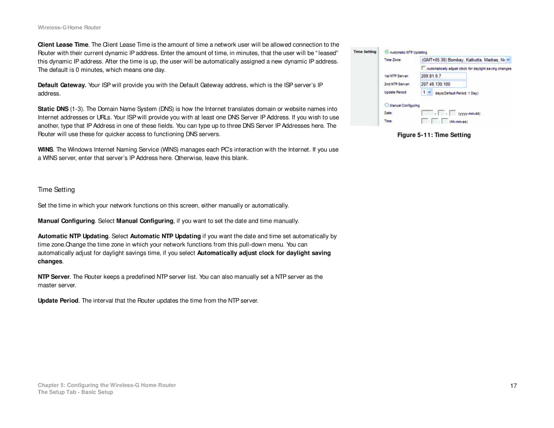 Linksys WRH54G manual Time Setting 