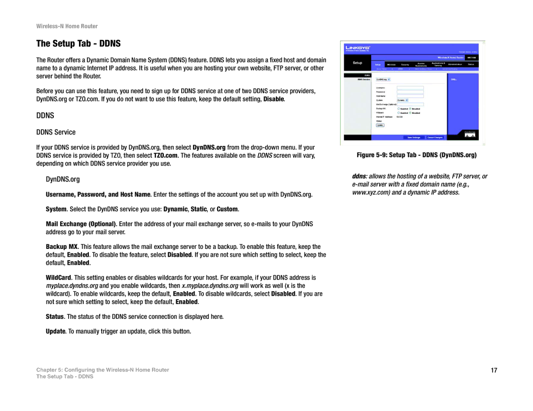 Linksys WRT150N manual Setup Tab Ddns, Ddns Service, DynDNS.org 