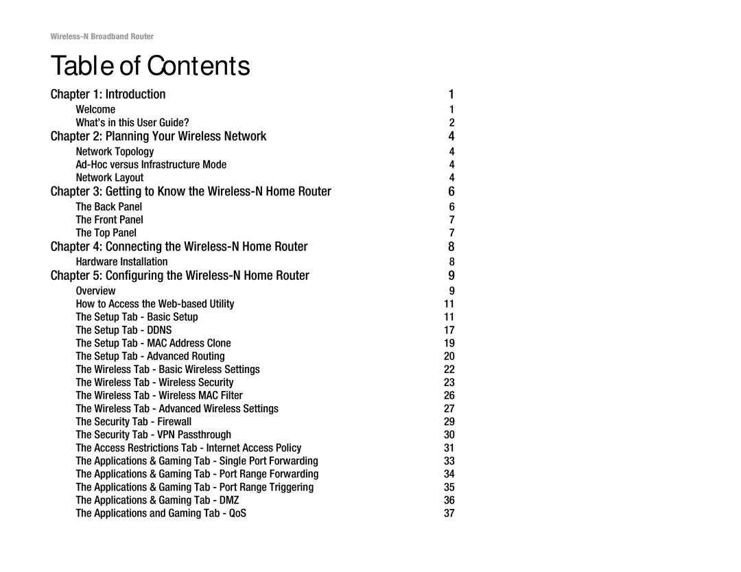 Linksys WRT150N manual Table of Contents 