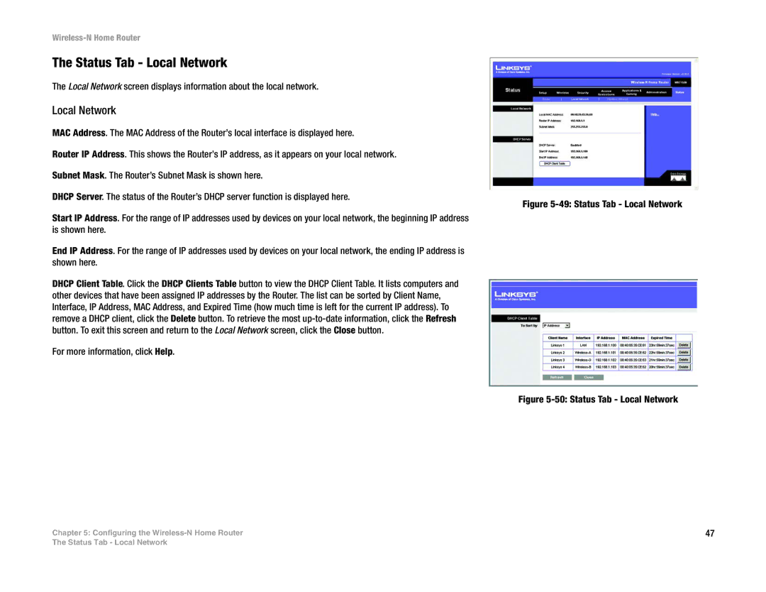 Linksys WRT150N manual Status Tab Local Network 