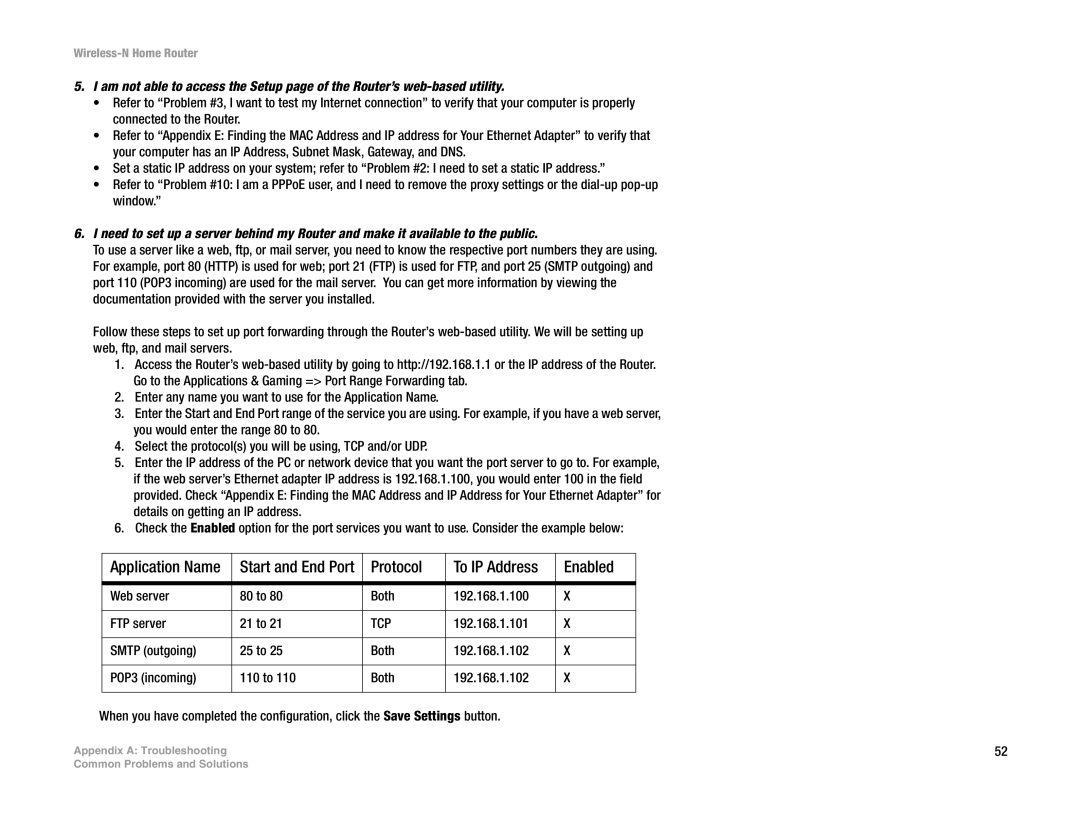 Linksys WRT150N manual Protocol To IP Address Enabled, Application Name 