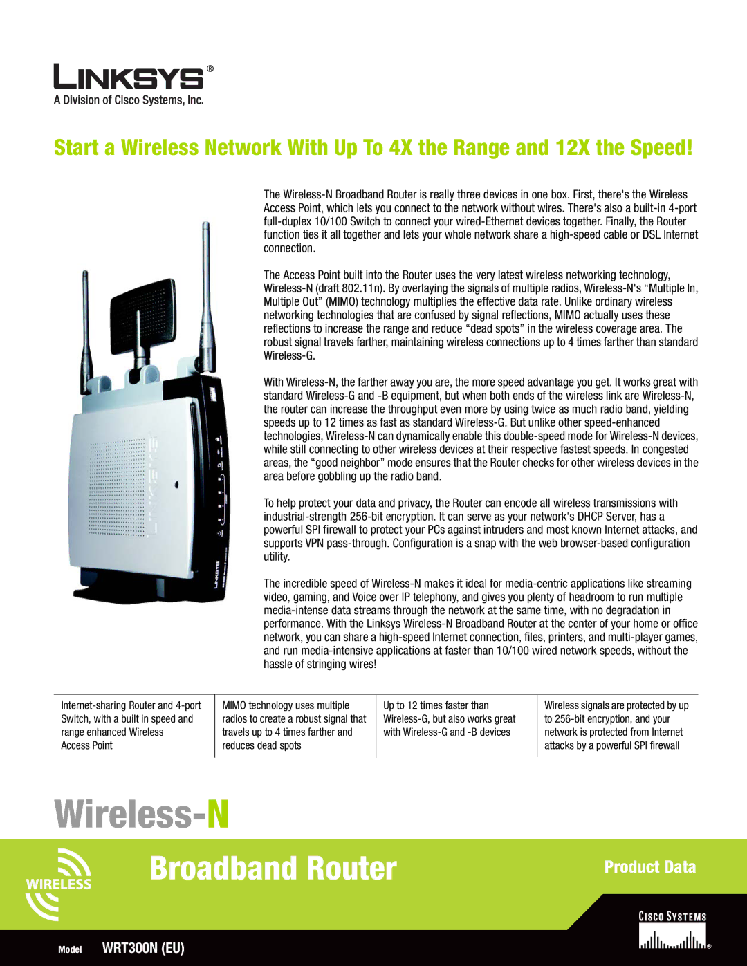 Linksys WRT300N manual Wireless-N 