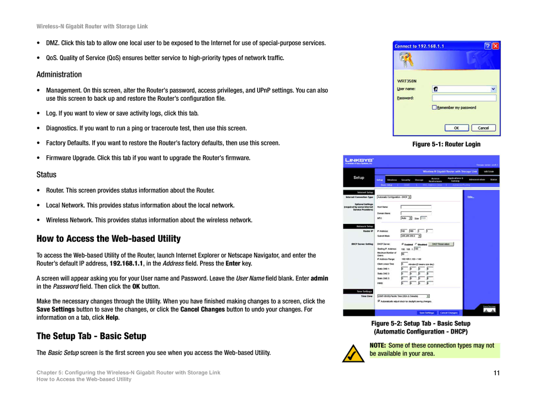 Linksys WRT350N manual How to Access the Web-based Utility, Setup Tab Basic Setup, Administration, Status 