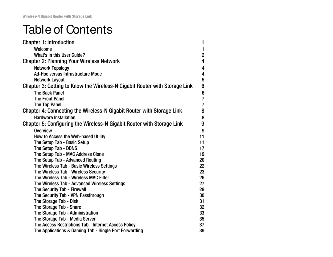 Linksys WRT350N manual Table of Contents 