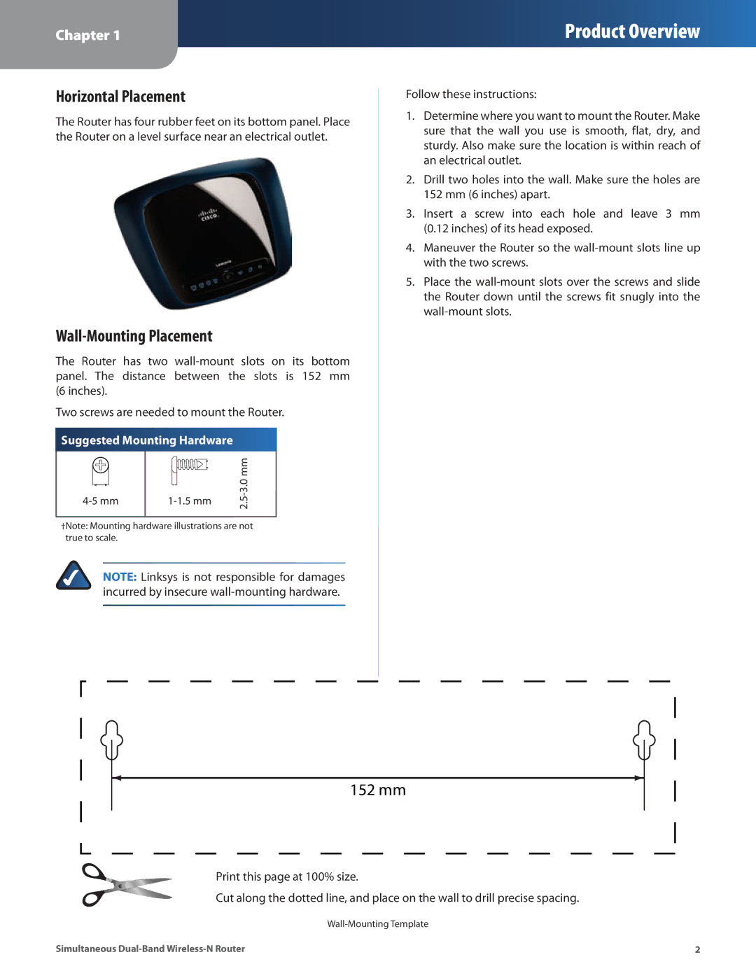 Linksys WRT400N manual Horizontal Placement, Wall-Mounting Placement 