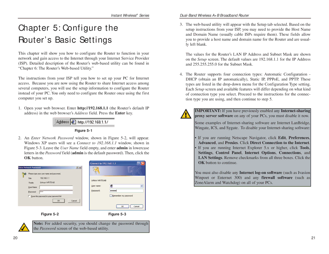 Linksys WRT51AB manual Configure the Router’s Basic Settings 