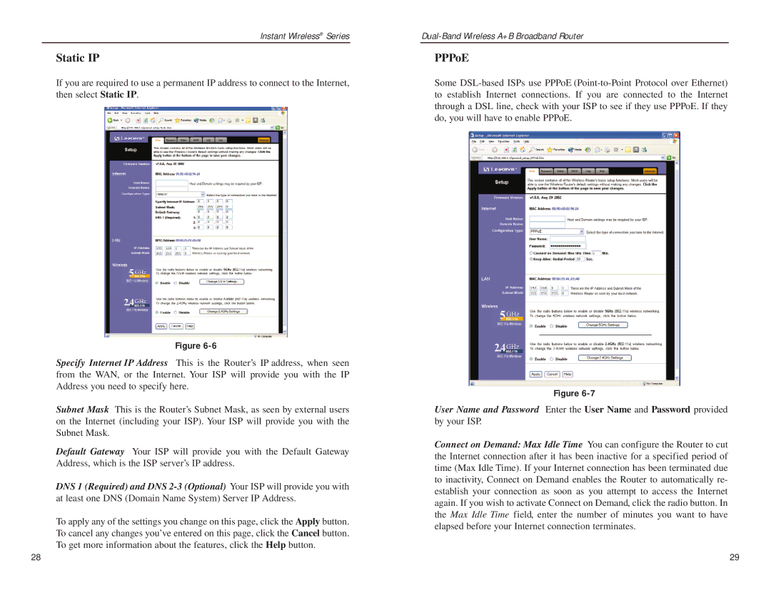 Linksys WRT51AB manual Static IP 