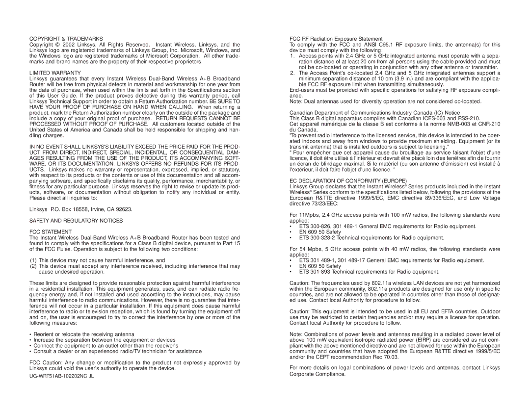 Linksys WRT51AB manual Copyright & Trademarks 