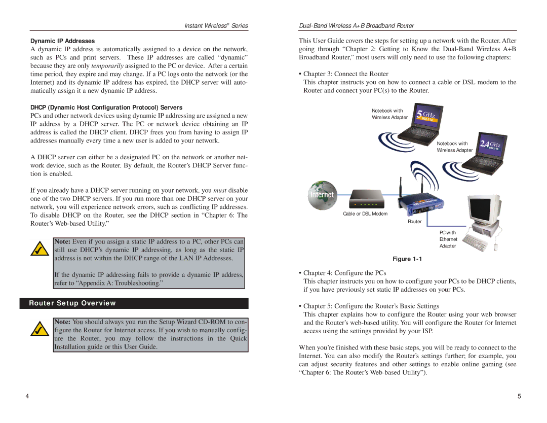 Linksys WRT51AB manual Dynamic IP Addresses, Dhcp Dynamic Host Configuration Protocol Servers, Router Setup Overview 