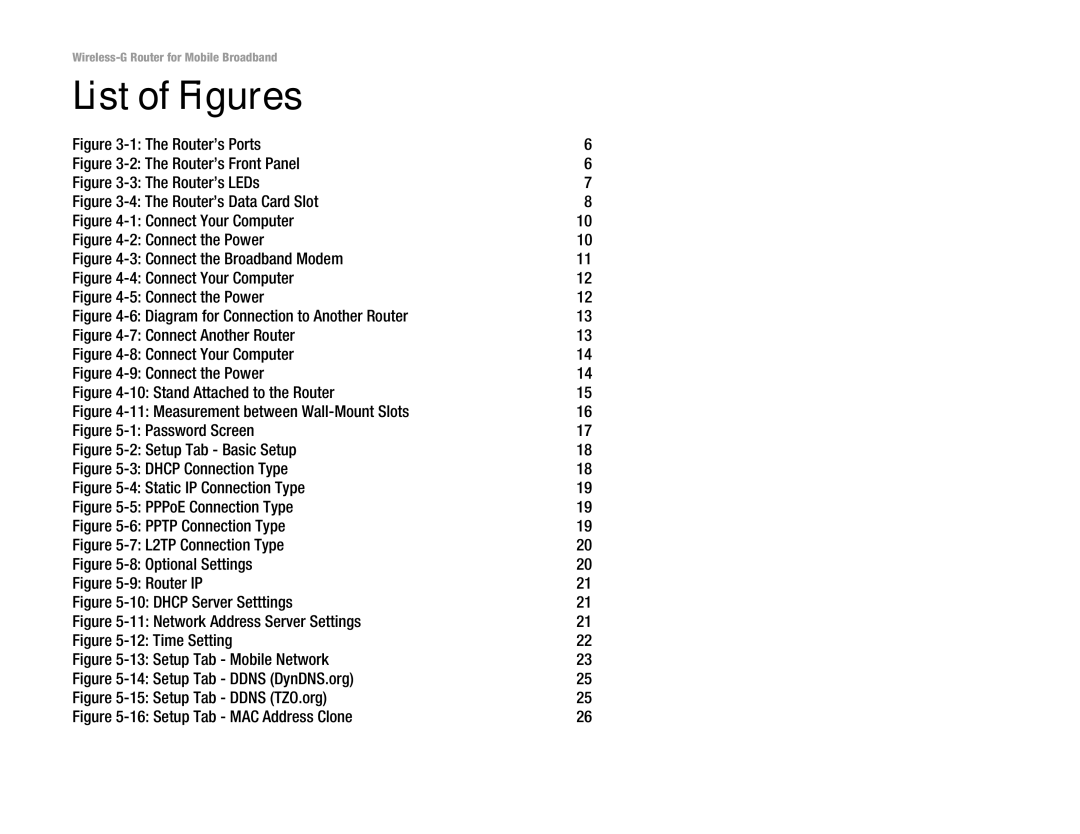 Linksys WRT54G3G-AT manual List of Figures, Router’s Ports 