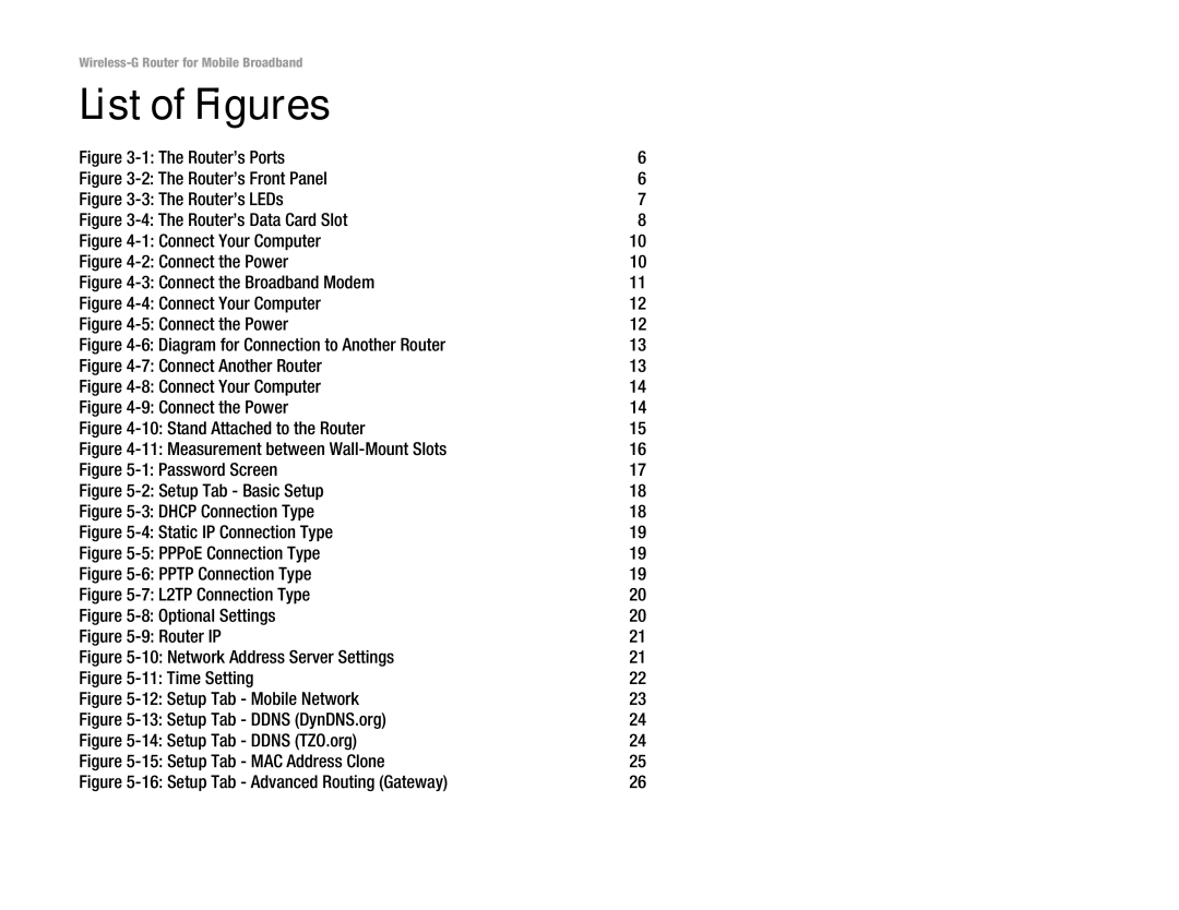 Linksys WRT54G3G-VN manual List of Figures, Router’s Ports 