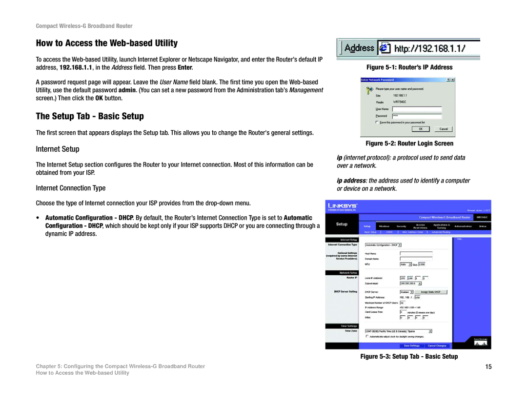 Linksys WRT54GC manual How to Access the Web-based Utility, Setup Tab Basic Setup, Internet Setup 