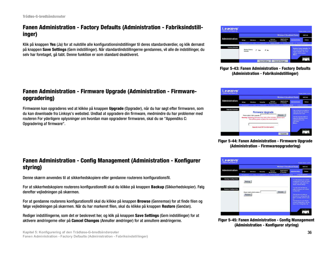 Linksys WRT54G(EU/LA) manual Opgradering af firmware 