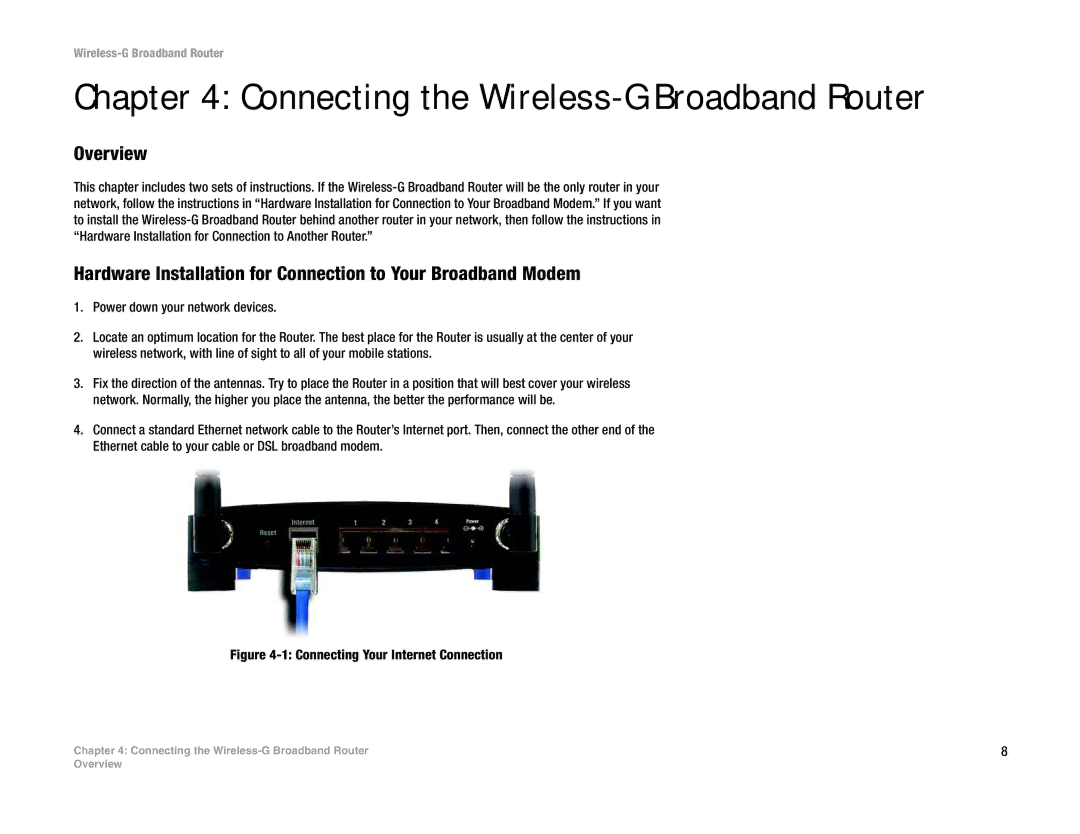 Linksys WRT54G(EU/LA) manual Connecting the Wireless-G Broadband Router, Overview 