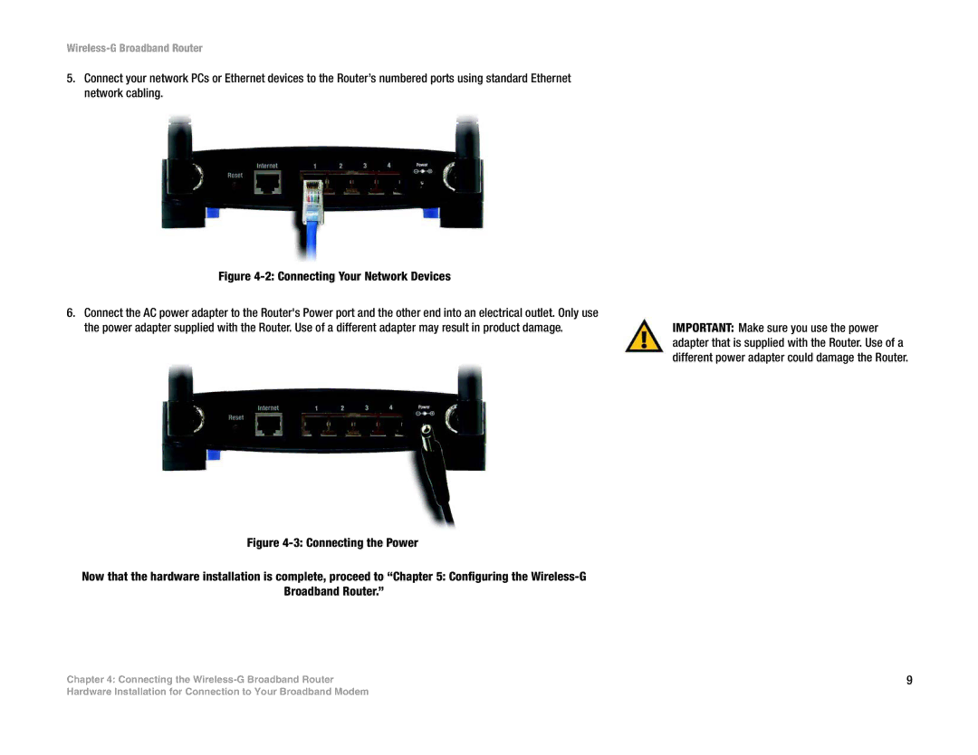 Linksys WRT54G(EU/LA) manual Connecting Your Network Devices 