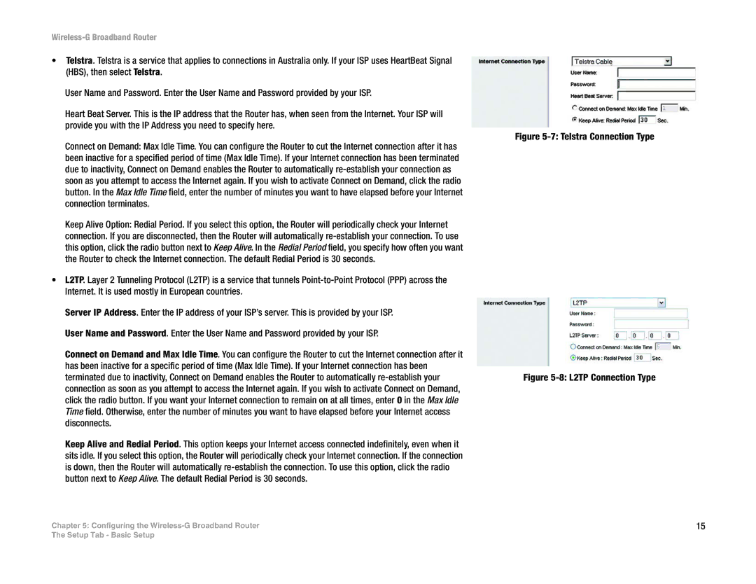 Linksys WRT54G(EU/LA) manual Telstra Connection Type 