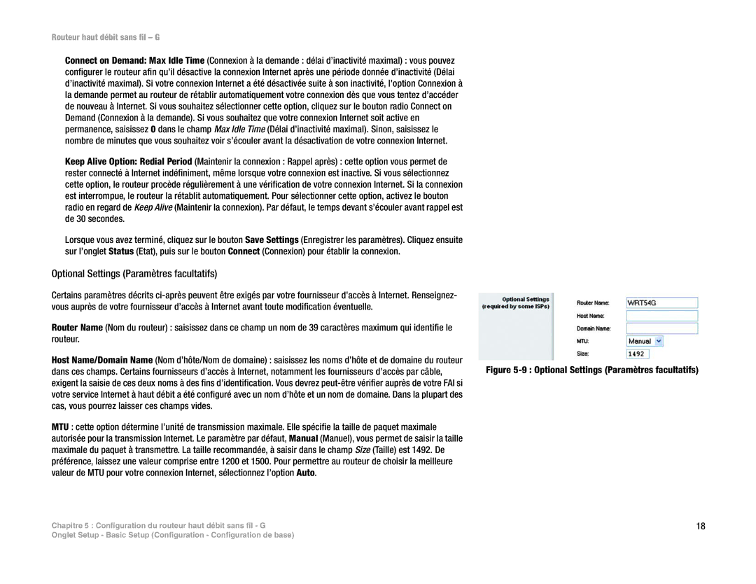 Linksys WRT54G(EU/LA) manual Optional Settings Paramètres facultatifs 