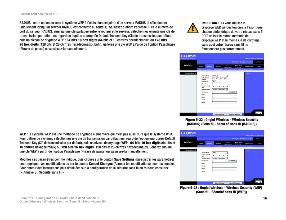 Linksys WRT54G(EU/LA) manual ’« Annexe B Sécurité sans fil » 