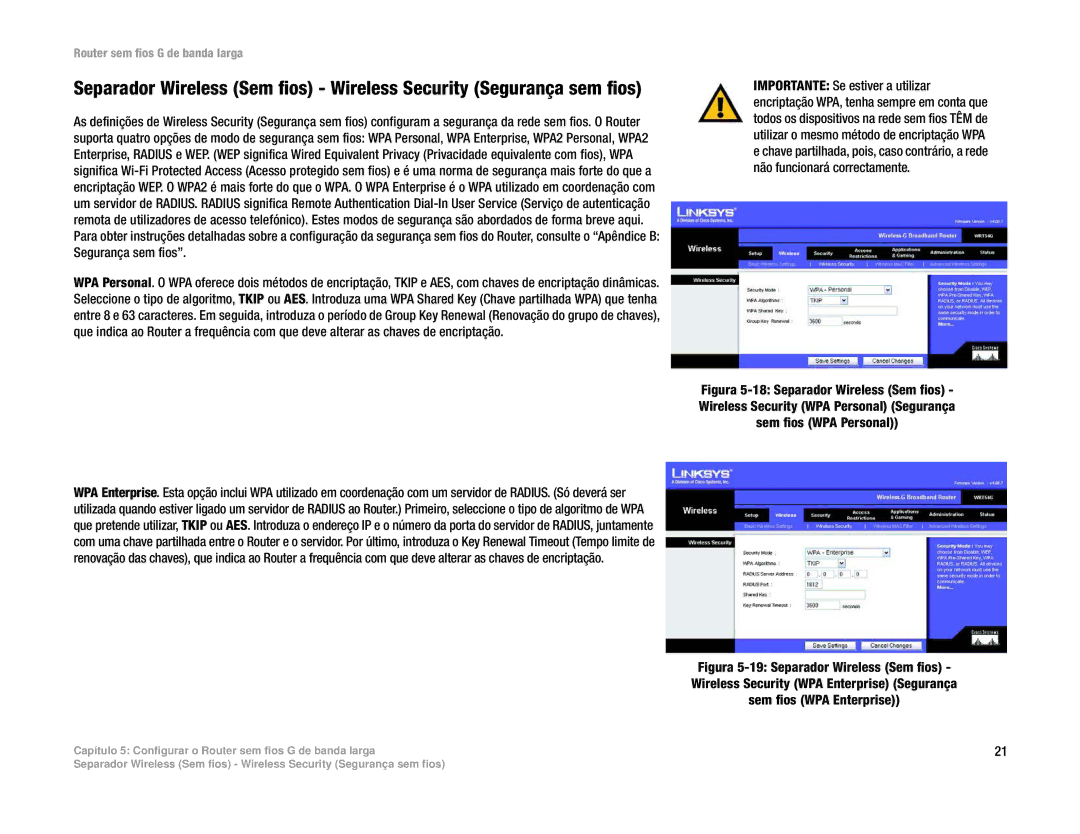 Linksys WRT54G(EU/LA) manual Router sem fios G de banda larga 