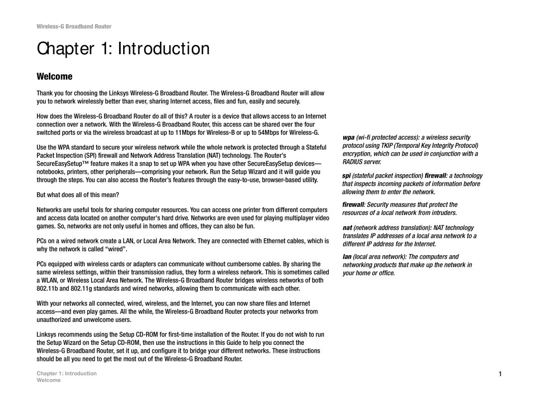 Linksys WRT54G(EU/LA) manual Introduction, Welcome, But what does all of this mean? 