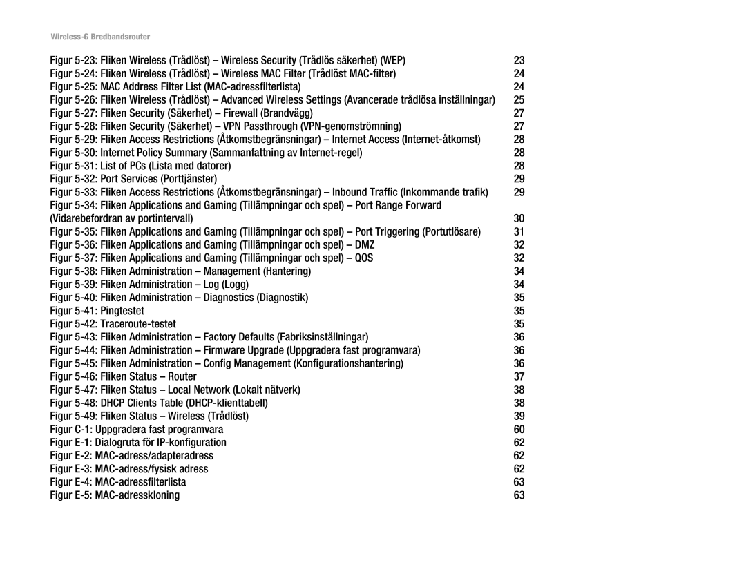 Linksys WRT54G(EU/LA) manual MAC Address Filter List MAC-adressfilterlista 