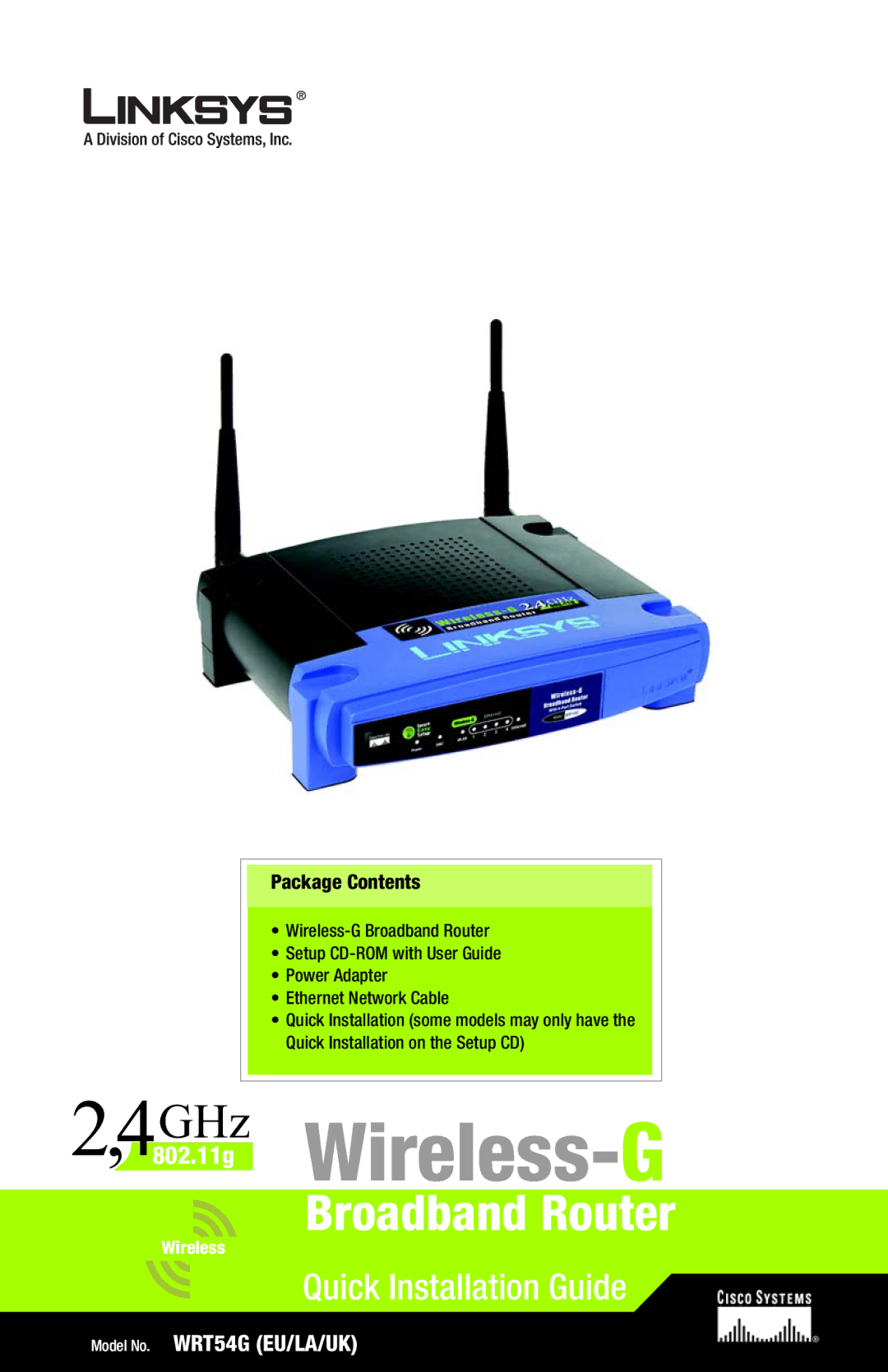 Linksys WRT54G(EU/LA) manual 4802GHz.11g Wireless-G 