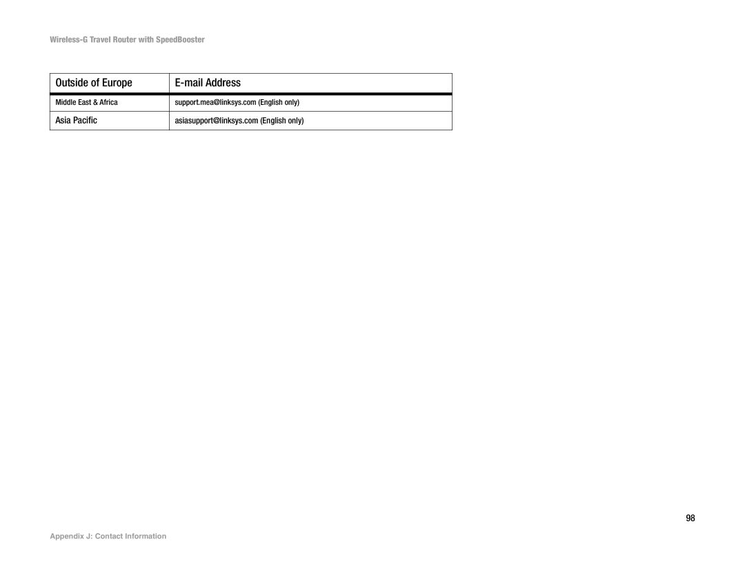 Linksys WRT54GL (EU/LA) manual Asia Pacific 